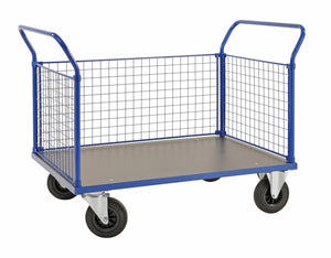 Võreküljega platvormkäru KONGAMEK 2343B 1366 x 800mm 500 kg piduritega