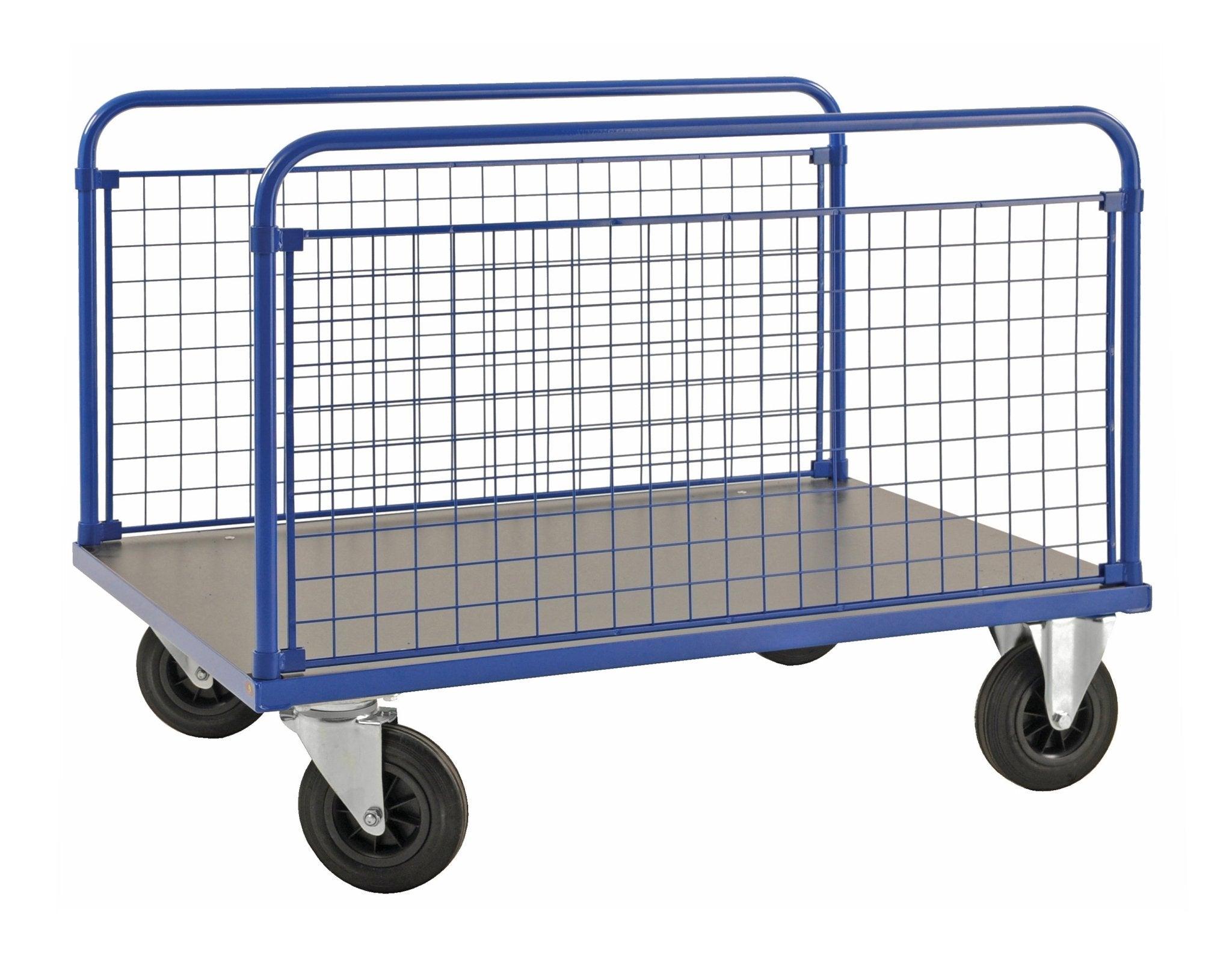 Võreküljega platvormkäru KONGAMEK 2363B 1200 x 800mm 500 kg piduritega