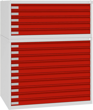 Terasest joonisekapp 770x970x670 mm – helehall / punane