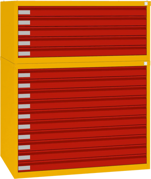 Terasest joonisekapp 770x970x670 mm – kollane / punane