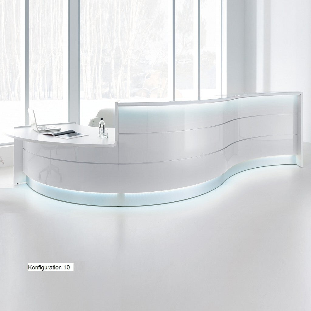 Vastuvõtulett VALDE CURVED LOW MODULE IX, 439 x 164 cm, kohandatav