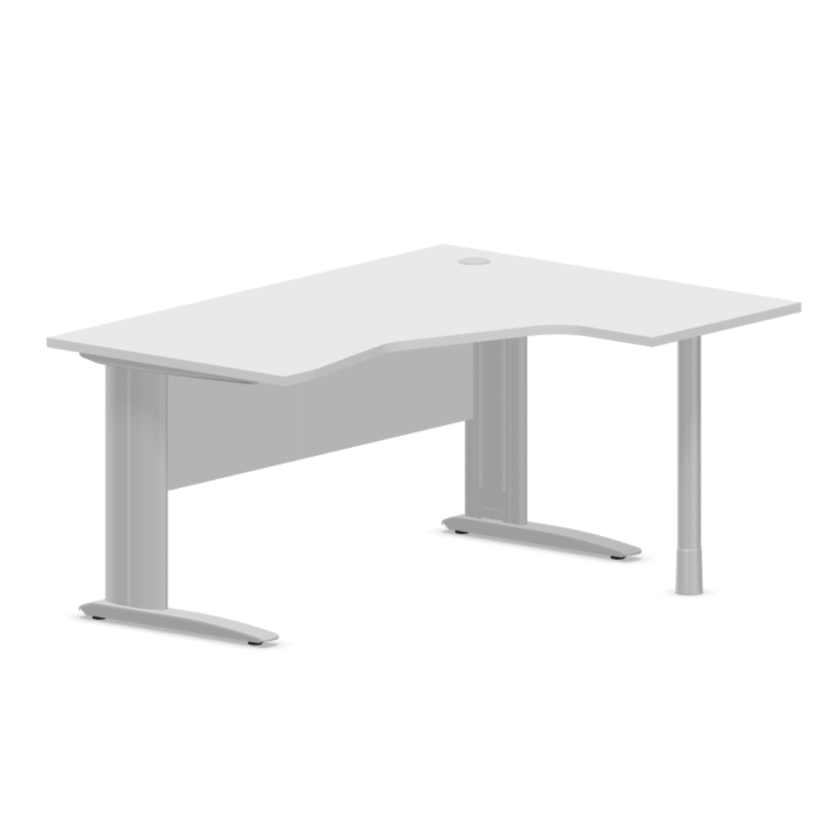 Kontori nurgalaud varjepaneeliga ARETH CORNER, 160 x 120 cm – Parem / Hõbedane / Helehall