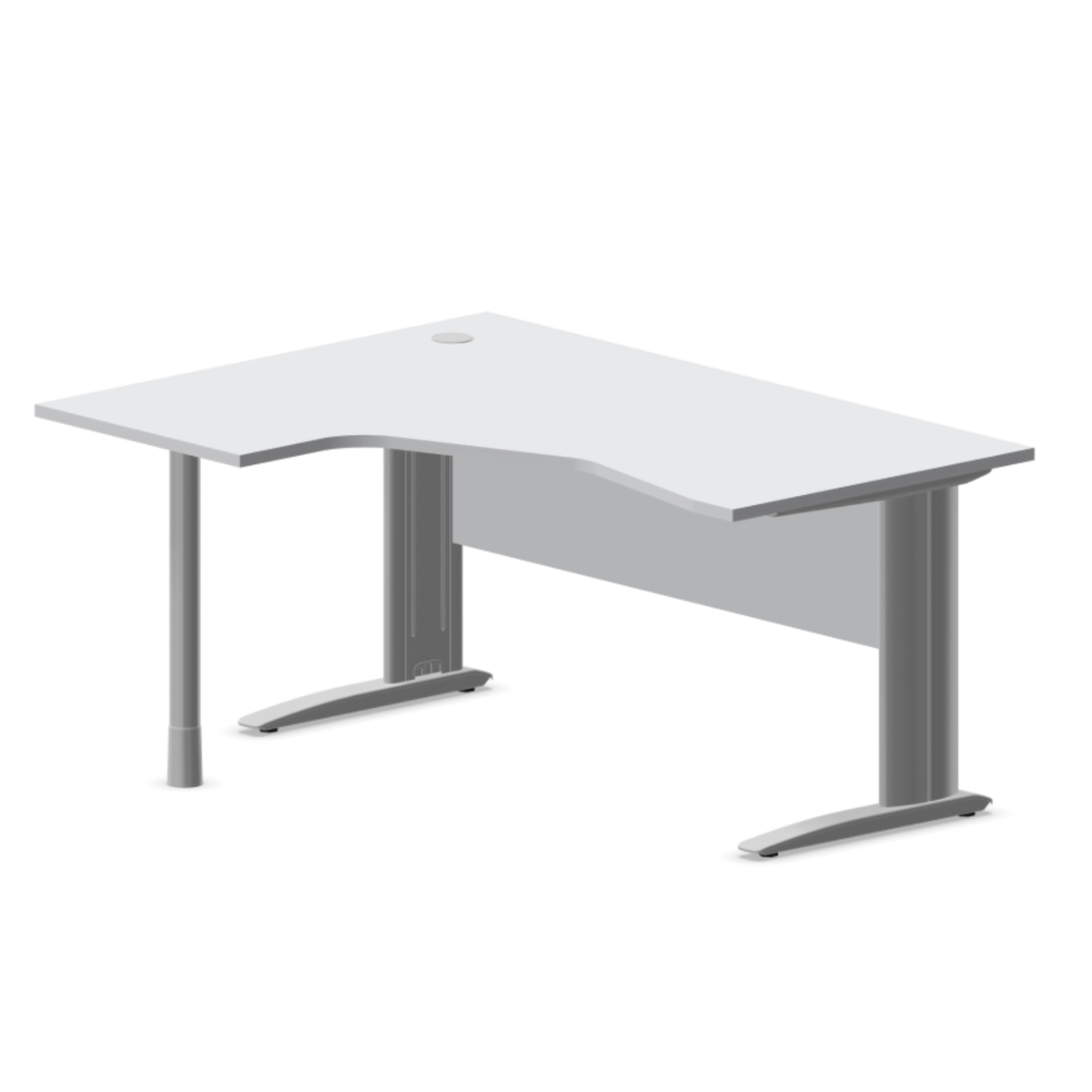 Kontori nurgalaud varjepaneeliga ARETH CORNER, 160 x 120 cm – Vasak / Hõbedane / Helehall