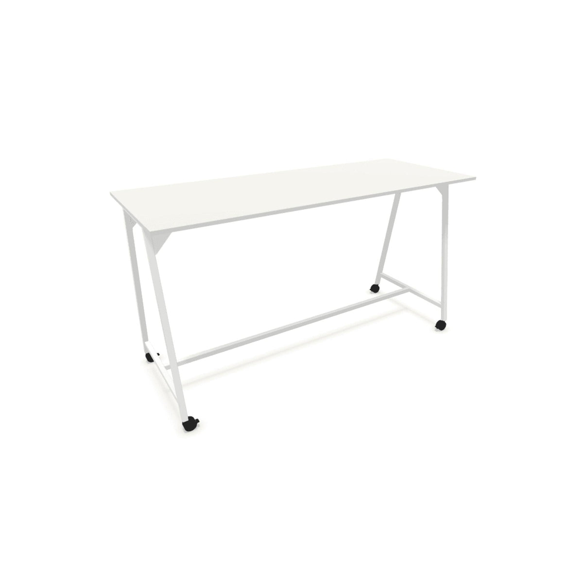 Seisulaud AART 1, mõõtmed 160 x 100 x 110H cm, ratastega – valge / valge