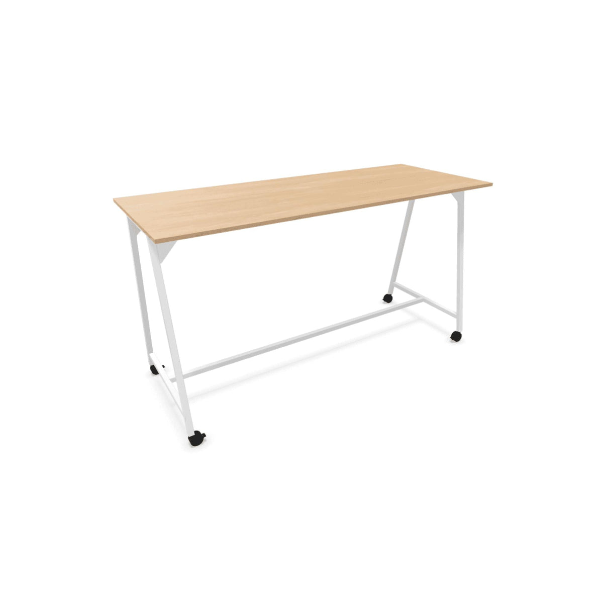 Seisulaud AART 1, mõõtmed 200 x 100 x 110H cm, ratastel – valge / Ameerika tamm