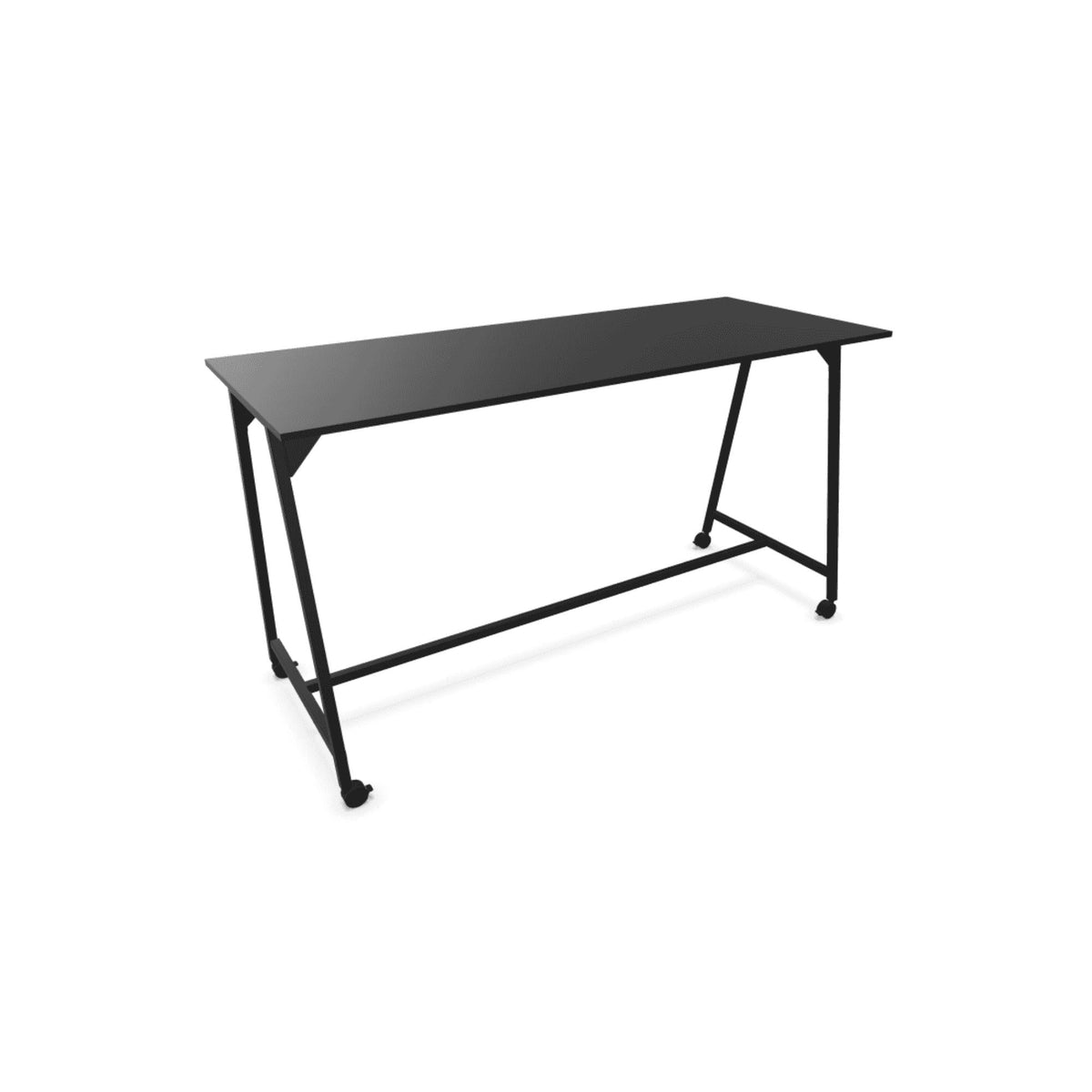 Seisulaud AART 1, mõõtmed 200 x 100 x 110H cm, ratastel – must / must