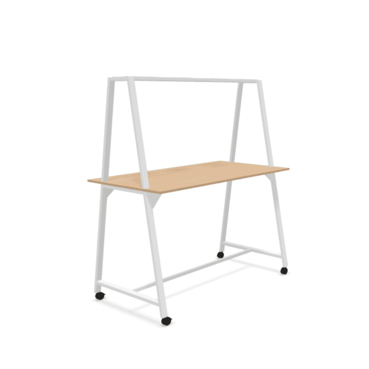 Seisulaud AART 2, 160 x 100 x 110H cm, ratastega – valge / Ameerika tamm