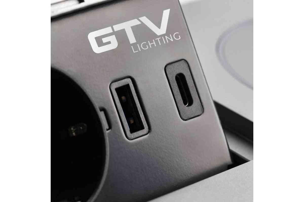 Pistikupesaplokk AVARO PLUS, 1x SCHUKO, USB A + C, 5W juhtmevaba laadija