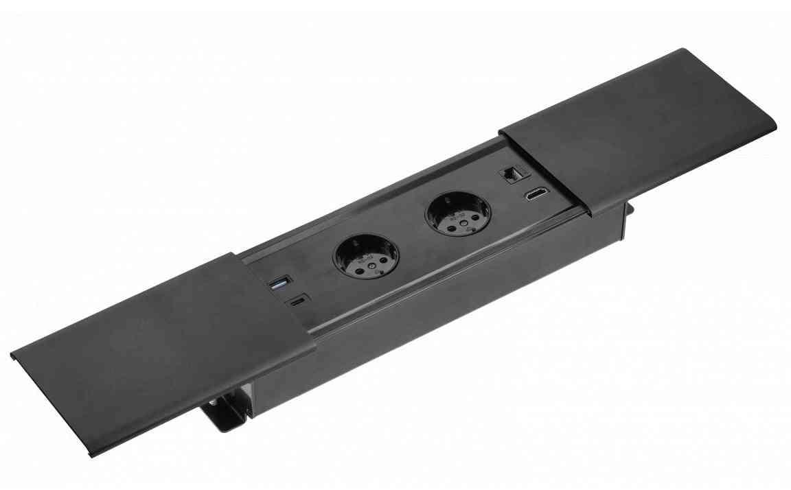 Lauapistikupesaplokk PRESTINO, 2x SCHUKO, USB A+C, HDMI – Must