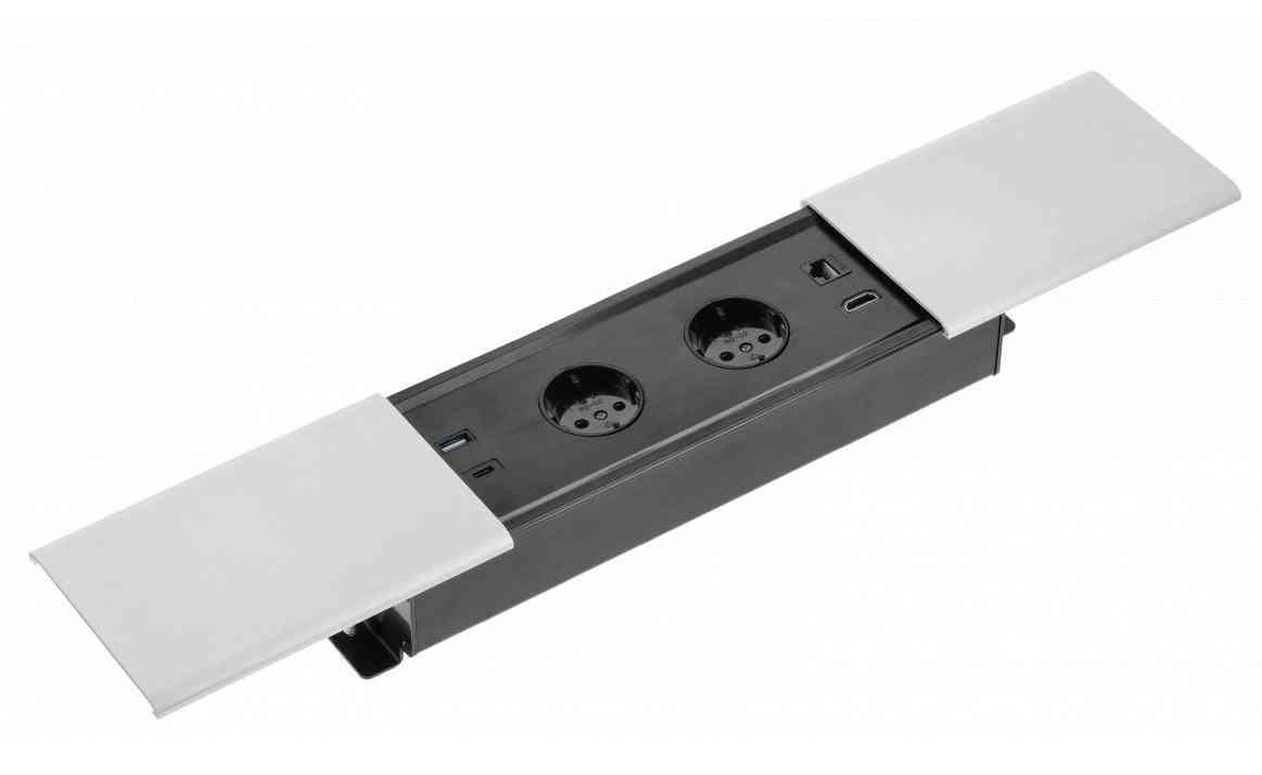 Lauapistikupesaplokk PRESTINO, 2x SCHUKO, USB A+C, HDMI – Hõbedane