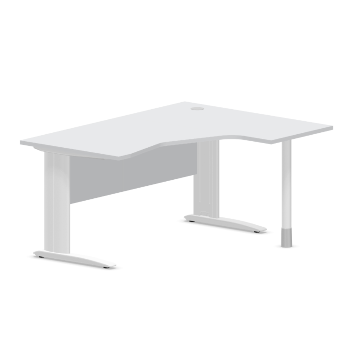 Kontori nurgalaud varjepaneeliga ARETH CORNER, 160 x 120 cm – Parem / Valge / Helehall