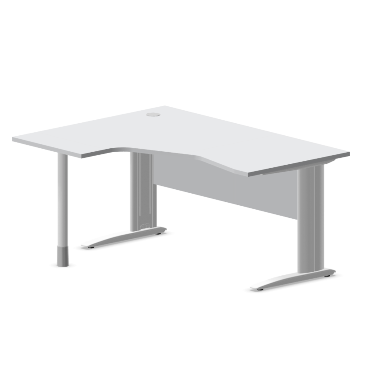Kontori nurgalaud varjepaneeliga ARETH CORNER, 160 x 120 cm – Vasak / Valge / Helehall