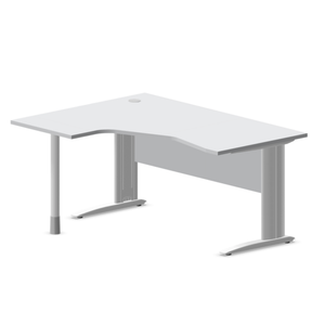 Kontori nurgalaud varjepaneeliga ARETH CORNER, 160 x 120 cm – Vasak / Valge / Helehall