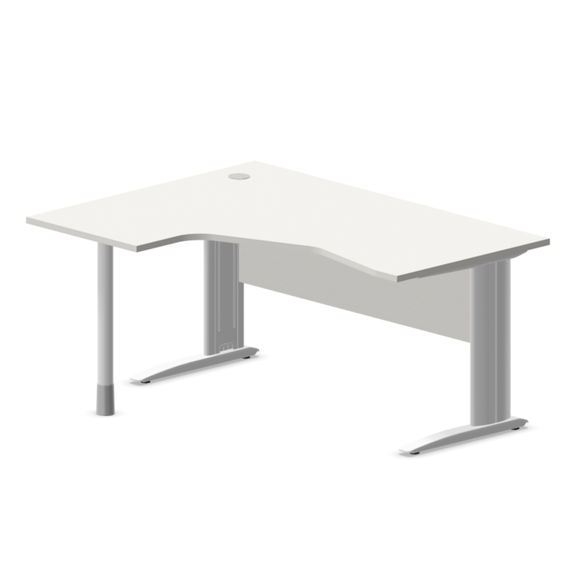 Kontori nurgalaud varjepaneeliga ARETH CORNER, 160 x 120 cm – Vasak / Valge / Valge